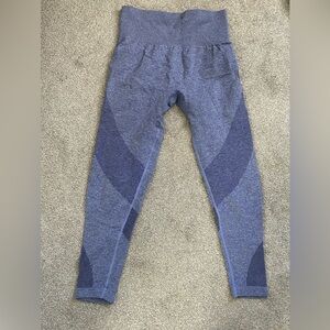 Butt Lifting Blue Seamless Workout Leggings with Mesh Panels Size Large